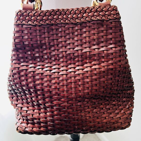 Maripe Brown Basket Woven Fully Lined Crossbody Shoulder Bag Purse - Picture 6 of 8